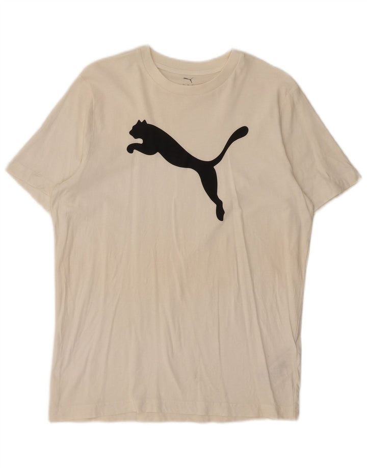 Puma Camiseta gráfica para hombre Top Medium White Cotton