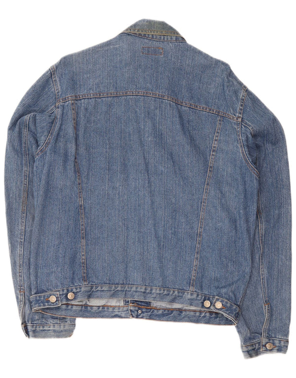 Vintage mujer chaqueta de mezclilla Reino Unido 20 2XL algodón azul