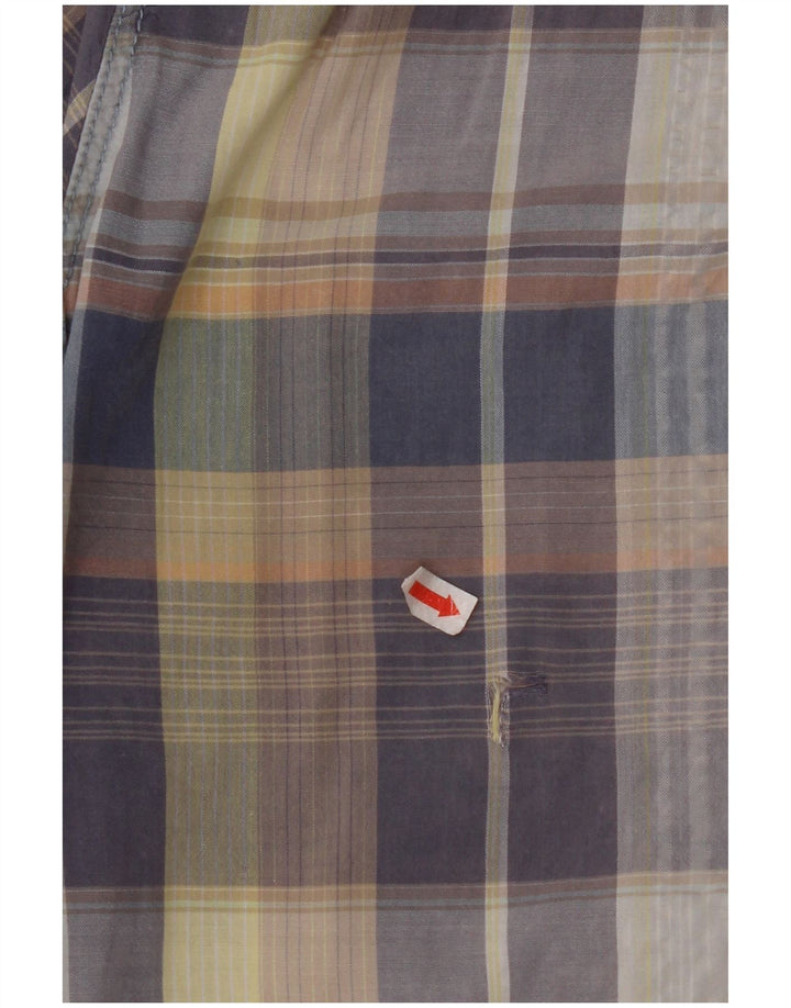 FAT FACE Mens Classic Fit Short Sleeve Shirt Large Blue Check Cotton