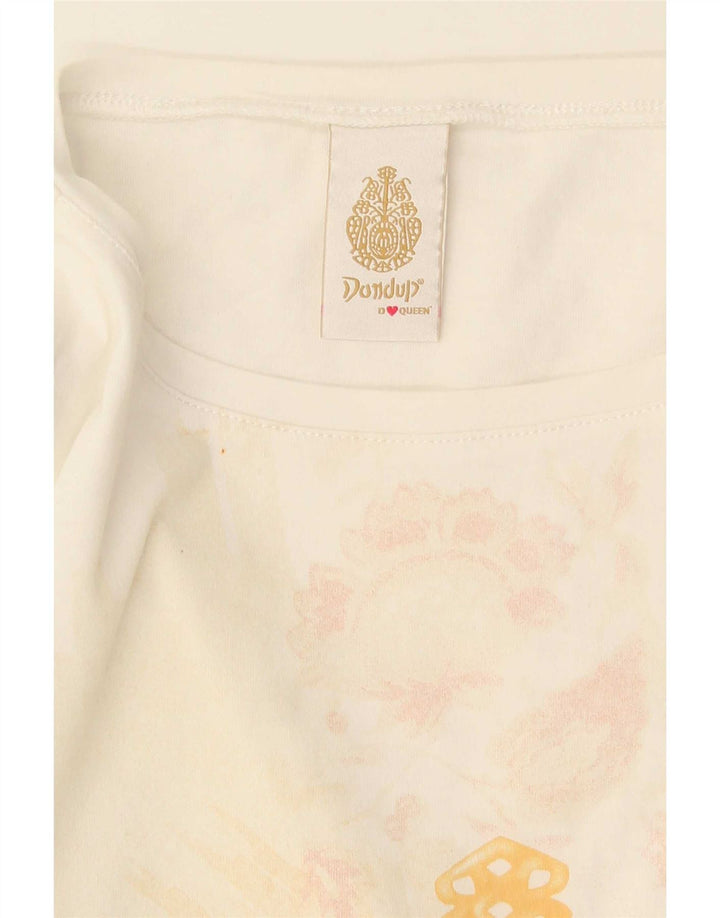 Dondup - Camiseta corta con gráfico para mujer, talla 40, talla M, color blanco