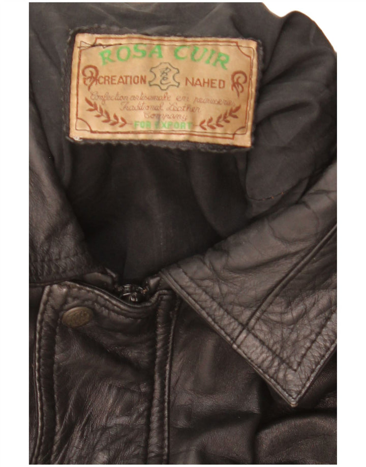 Rosa Cuir Chaqueta de cuero para hombre UK 40 Cuero negro grande