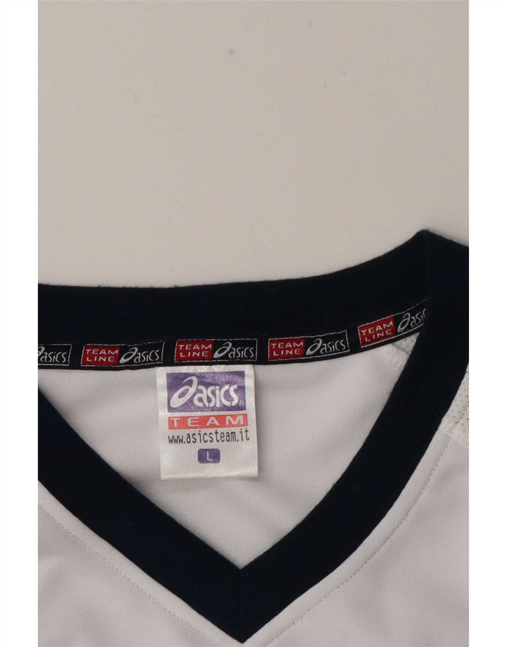 Asics - Camiseta gráfica para hombre, talla grande, color blanco, poliéster