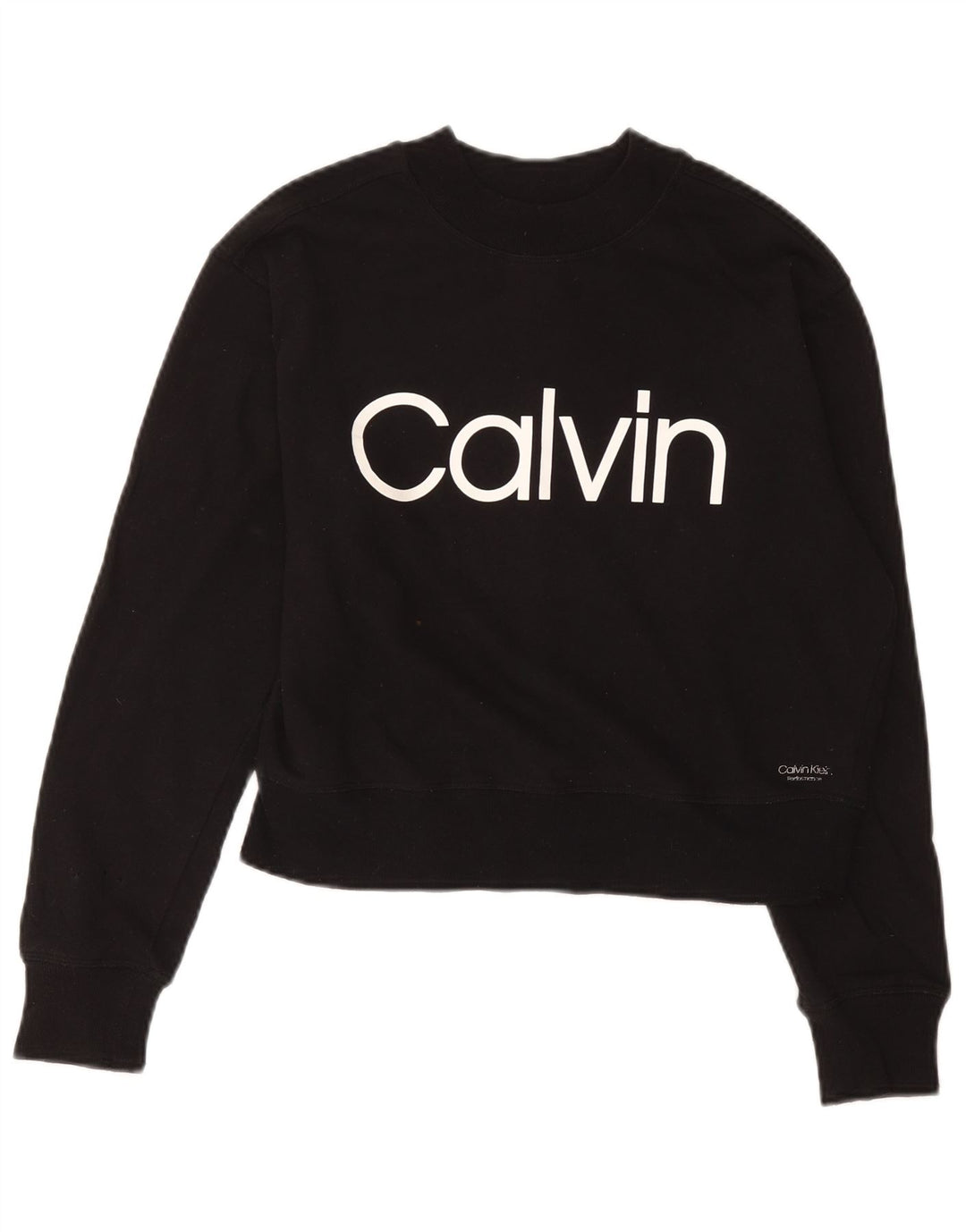 Calvin Klein - Sudadera con gráfico corto para mujer, talla 12, color negro