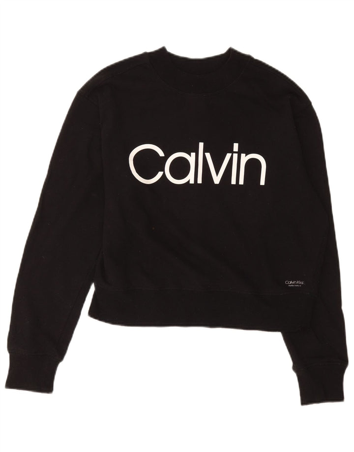 Calvin Klein - Sudadera con gráfico corto para mujer, talla 12, color negro