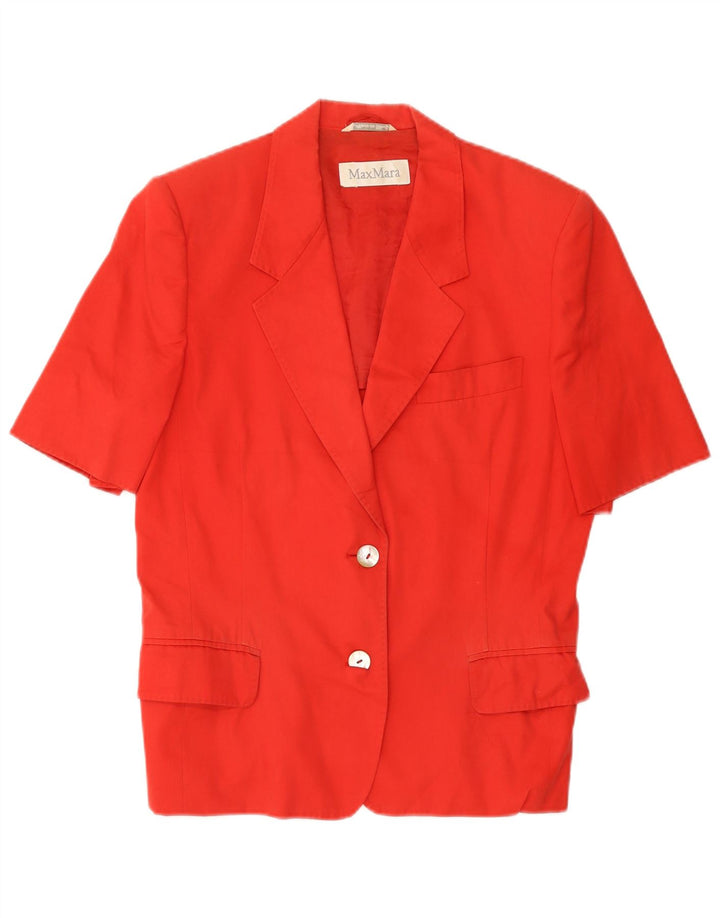 Max Mara Chaqueta Blazer de Manga Corta con 2 Botones para Mujer UK 44 Grande Algodón Rojo