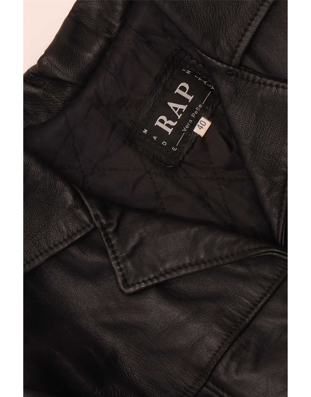 Vintage mujer cuero 4 botones Blazer chaqueta IT 40 pequeño cuero negro