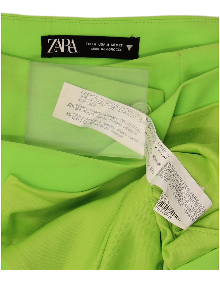 Zara Mujer Falda Asimétrica Mediana W28 Verde Poliéster
