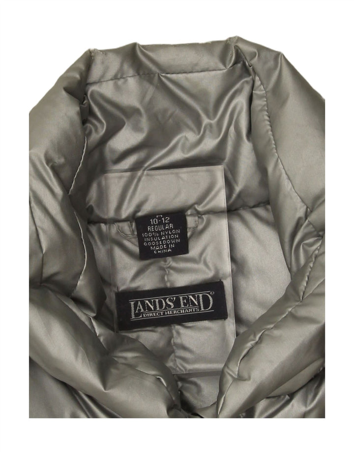 LANDS END Womens Regular Padded Gilet US 10/12 Large Silver Nylon Vintage Lands End and Second-Hand Lands End from Messina Hembry 
