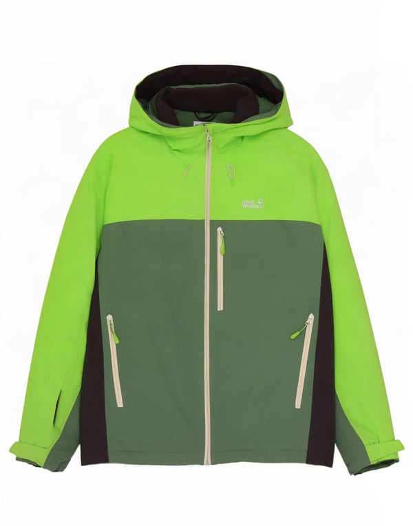 Jack Wolfskin Chaqueta cortavientos con capucha para hombre UK 48 2XL Verde Colorblock
