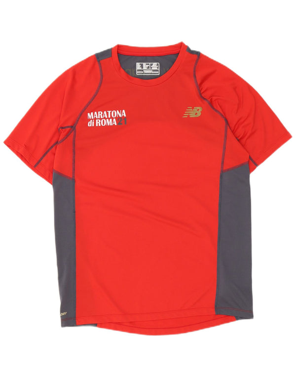 New Balance Hombre Camiseta gráfica Top Medium Red Colourblock Poliéster