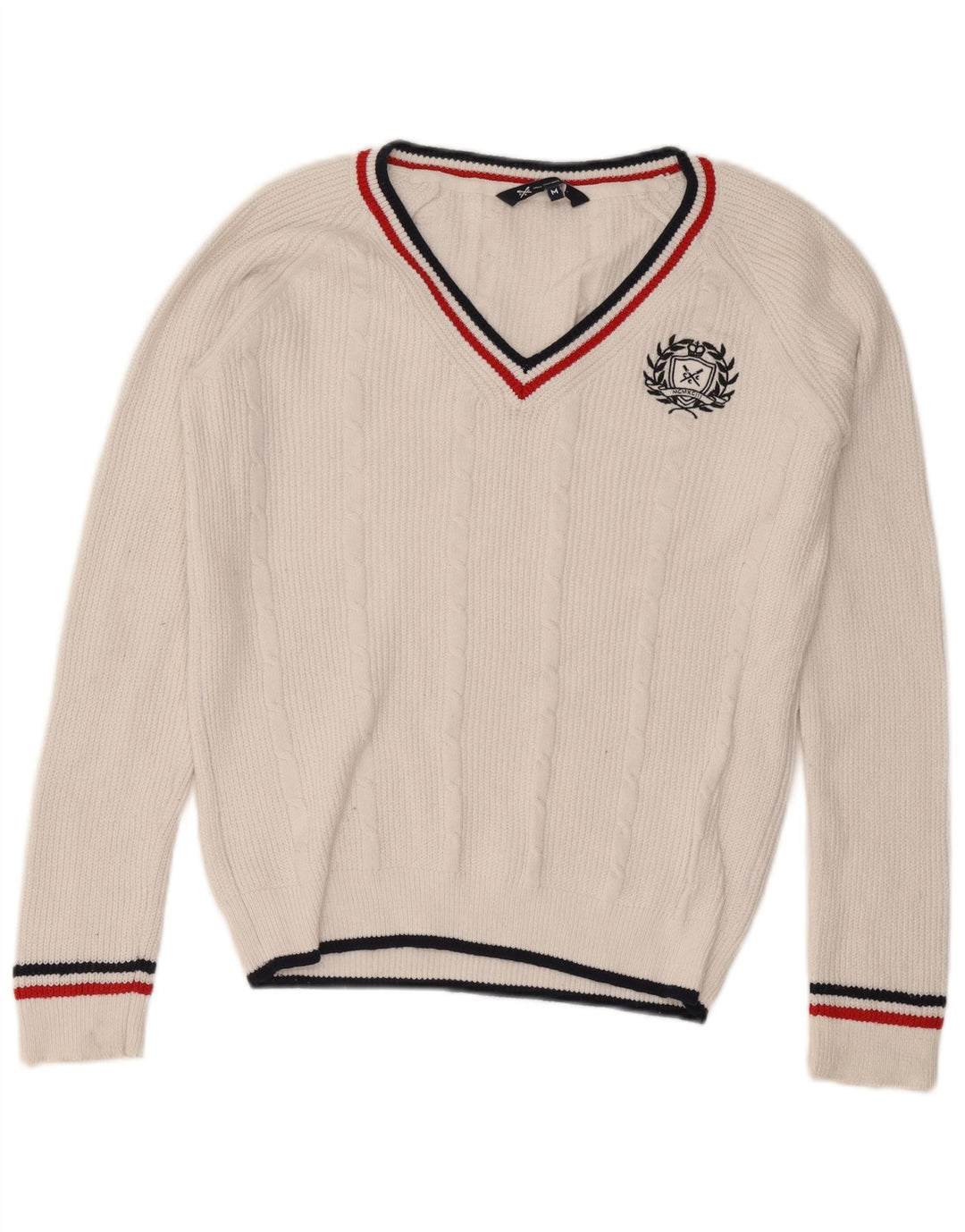 Crew Clothing - Jersey con cuello en V para hombre, algodón blanco medio