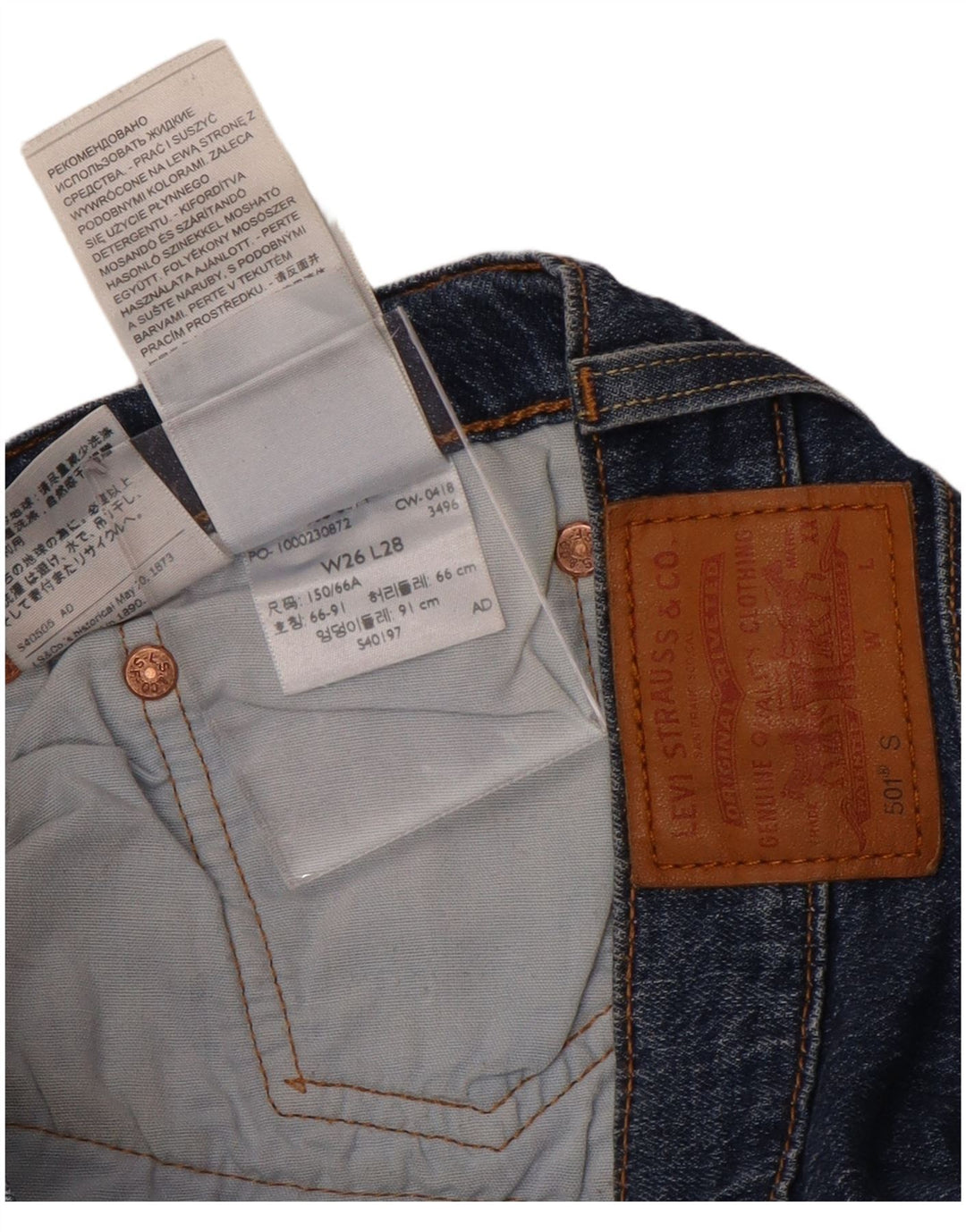 Levi's Vaqueros rectos 501 para hombre W26 L28 Algodón azul