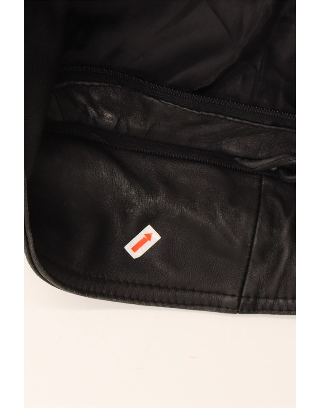 Vintage hombres cuero abrigo Reino Unido 42 XL negro