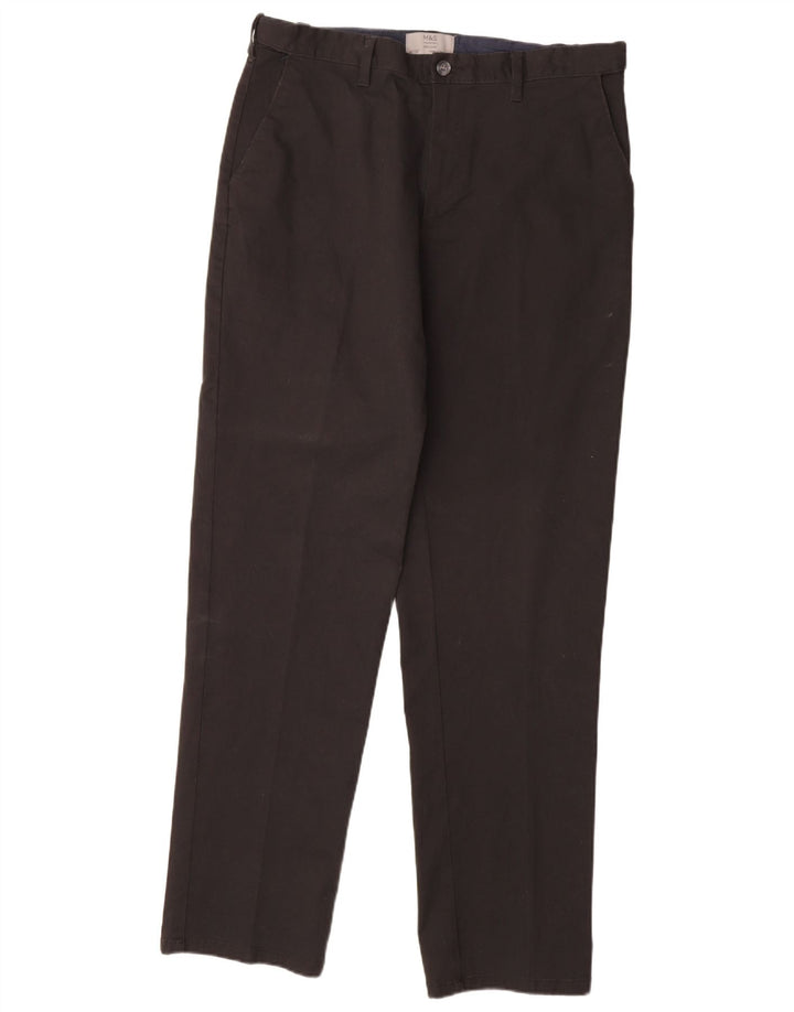 MARKS & SPENCER Pantalones chinos de corte regular para hombre W36 L33 Algodón negro