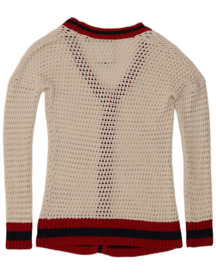 Superdry Cárdigan extragrande para mujer, talla 46, talla grande, color blanco, a rayas