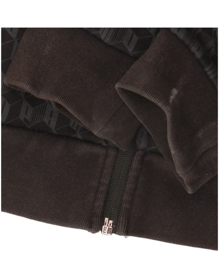 Puma Chaqueta de chándal con gráfico para hombre, talla grande, algodón geométrico negro