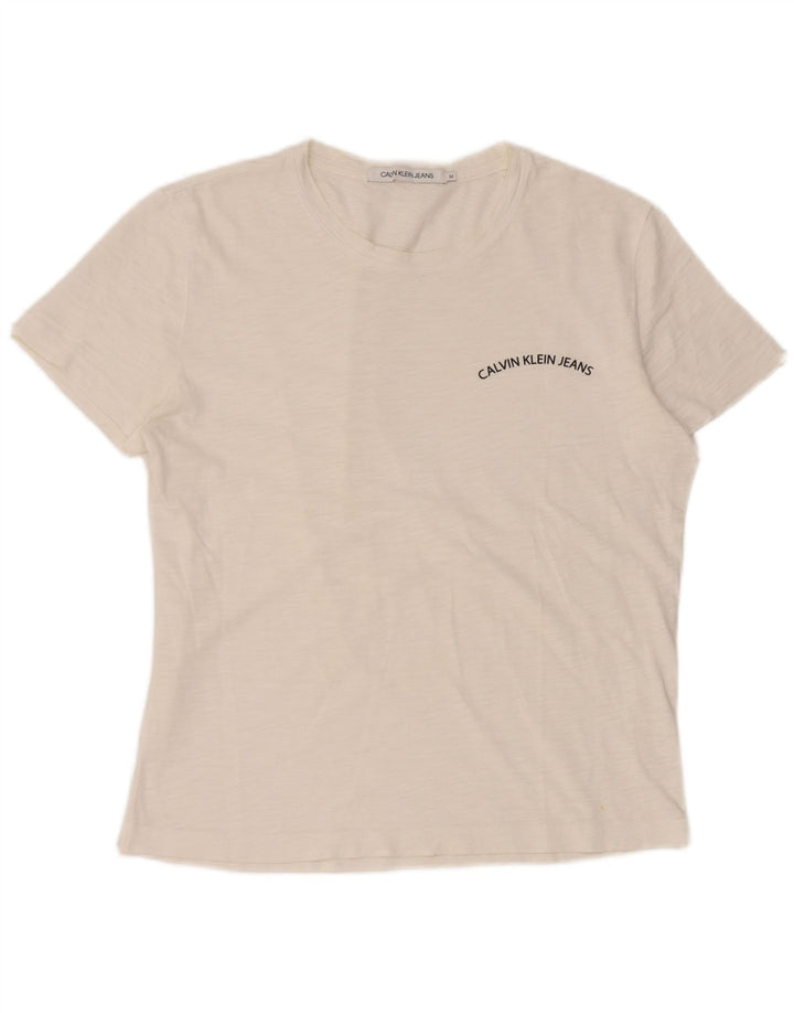Calvin Klein Jeans Camiseta para mujer Top UK 14 Medium White