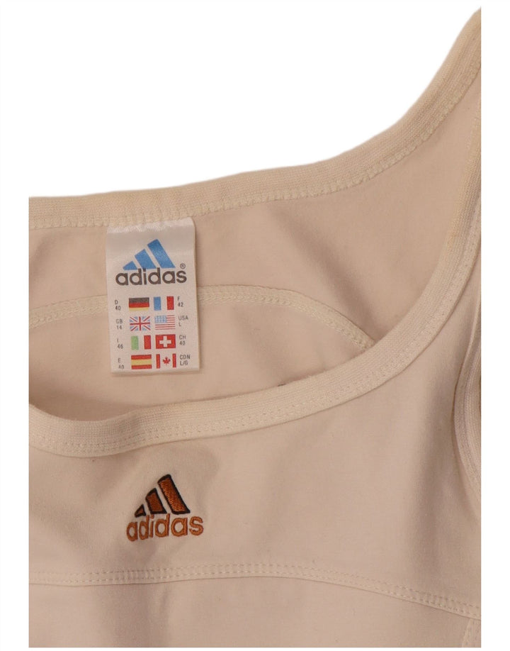 ADIDAS Camiseta sin mangas para mujer UK 14 Mediano Blanco Roto Poliéster