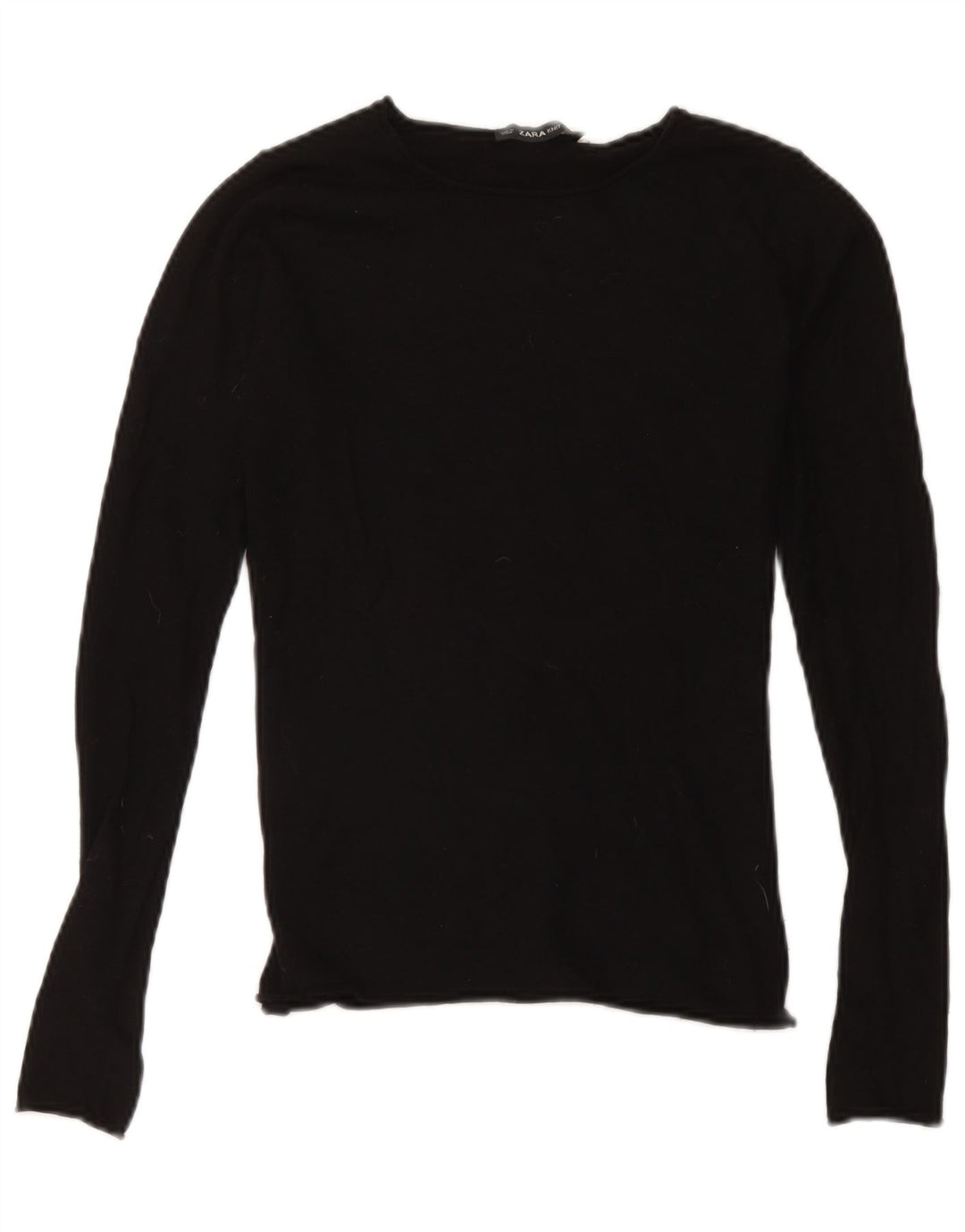 Zara Mujer Top Manga Larga UK 40 Small Black Modal