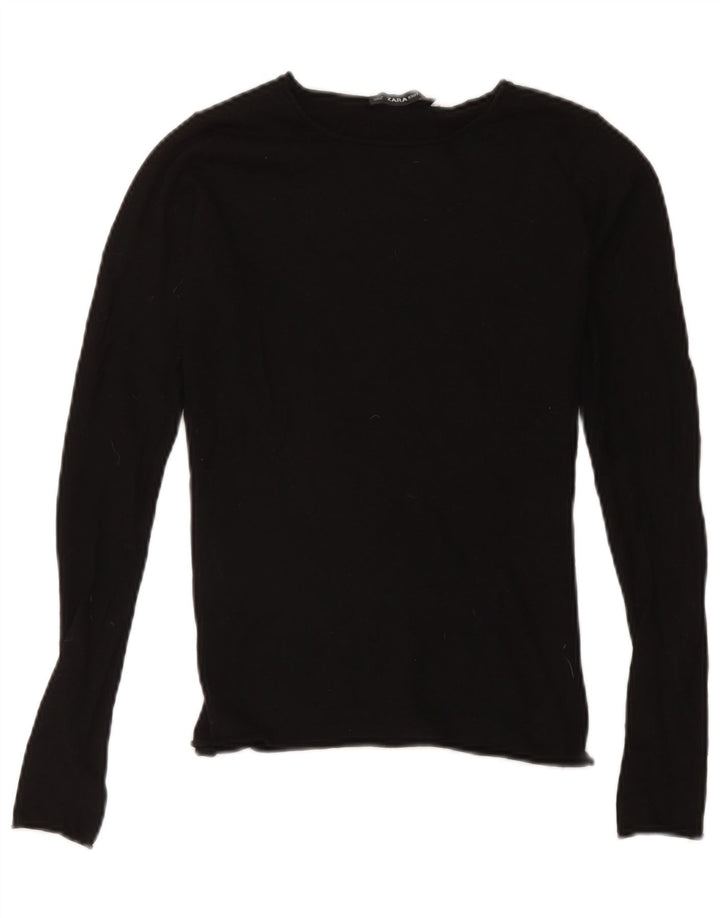 Zara Mujer Top Manga Larga UK 40 Small Black Modal