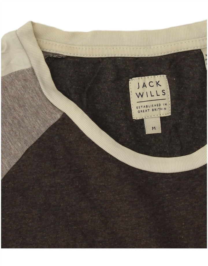 Jack Wills Hombre Camiseta Top Medium Negro Colorblock Algodón