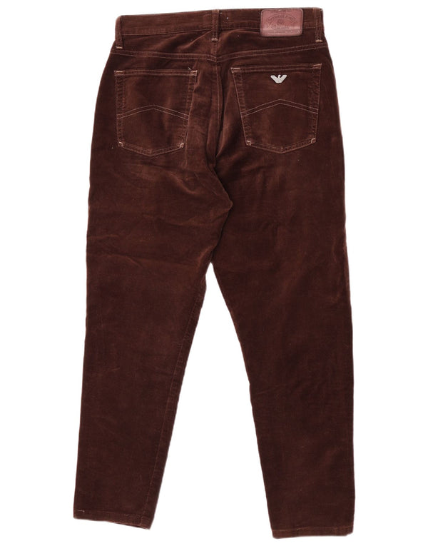 Armani Mens Tapered Casual Pantalones W33 L29 Algodón Marrón