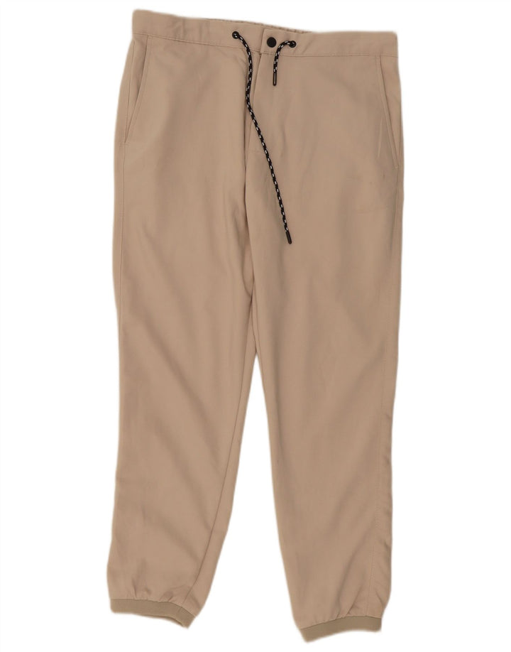 ZARA Hombre Joggers Chino Pantalón Mediano W32 L28 Poliéster Beige