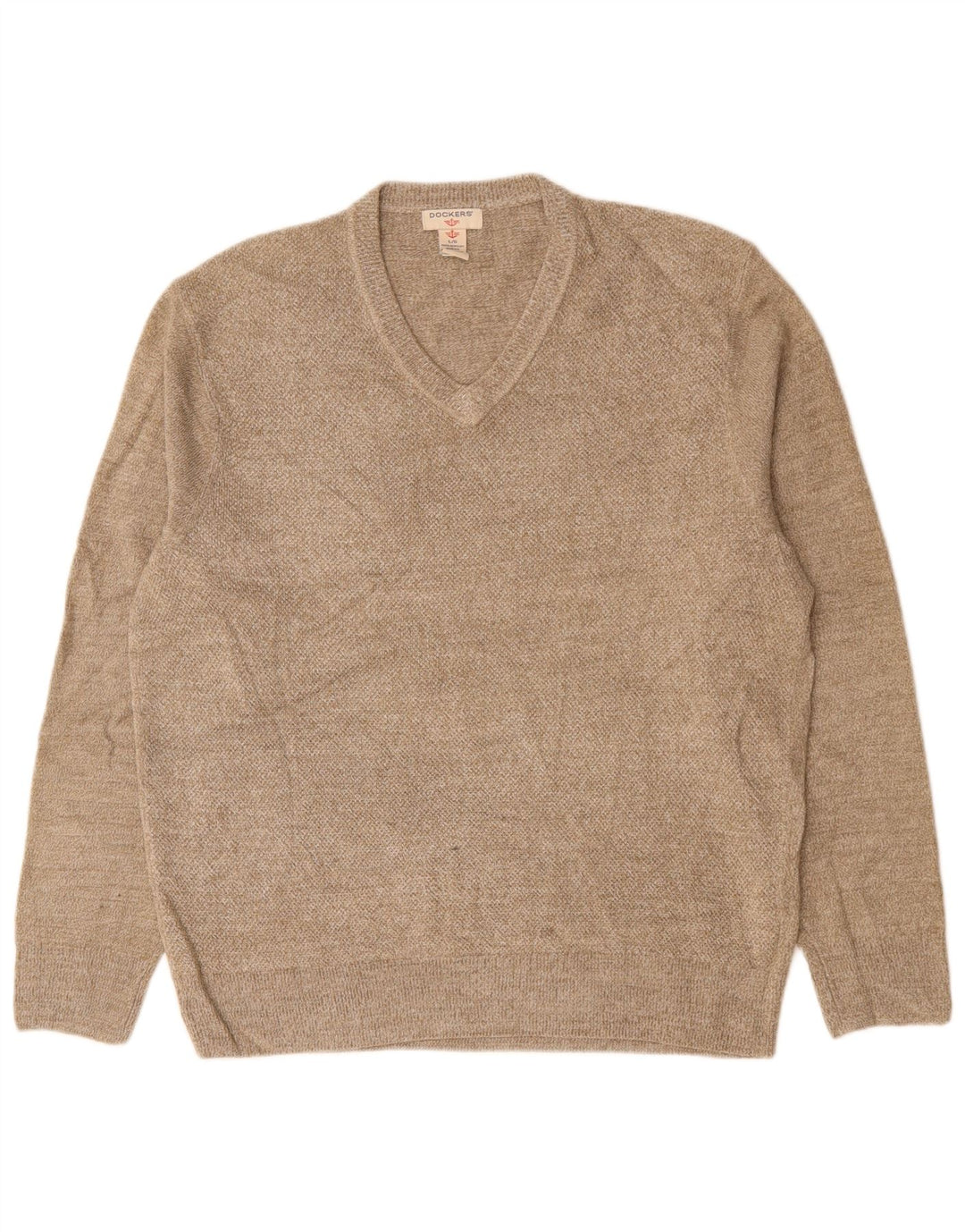 DOCKERS Jersey con cuello en V para hombre, talla grande, acrílico beige