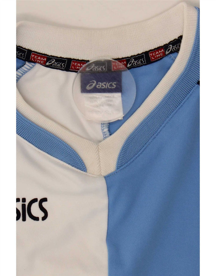 Asics Hombre Camiseta Gráfica Top Azul Medio Colorblock Poliéster