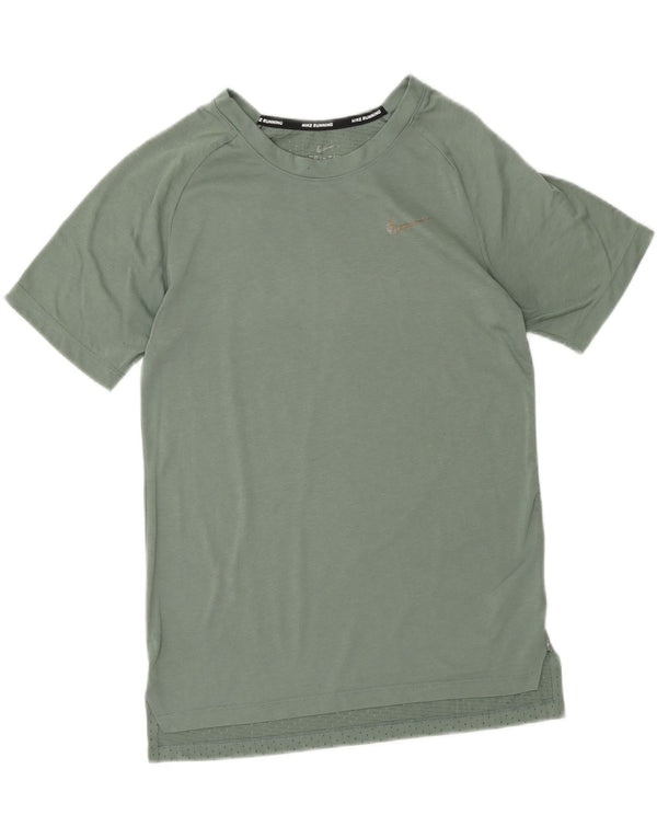 NIKE Mujer Dri Fit Camiseta Top UK 10 Small Verde Poliéster