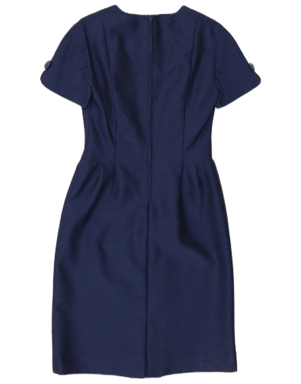 Vintage mujer vaina vestido Reino Unido 10 pequeño azul marino