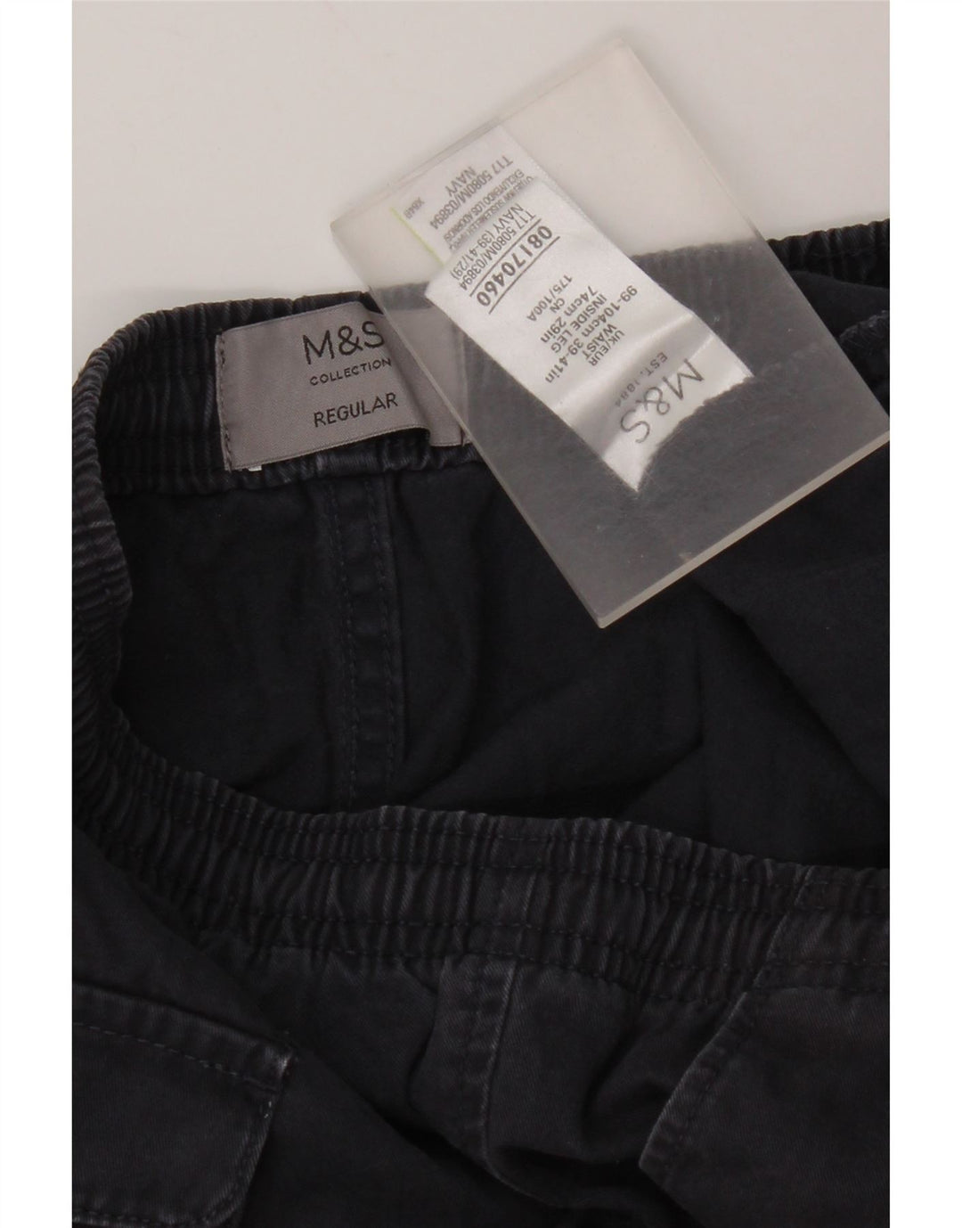 Marks & Spencer Pantalones chinos regulares para hombre W39 L29 Algodón azul marino