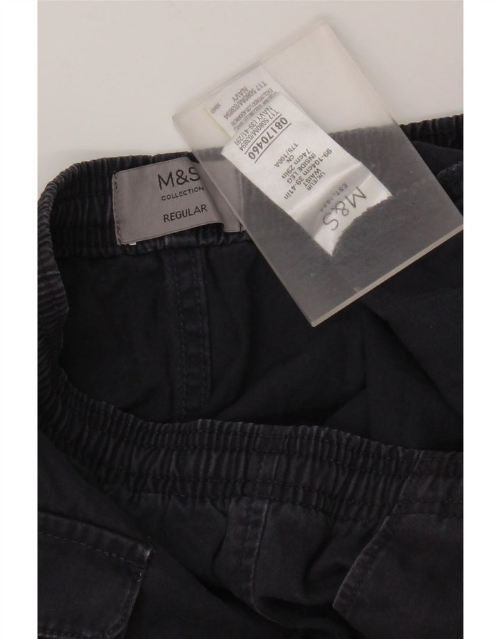 Marks & Spencer Pantalones chinos regulares para hombre W39 L29 Algodón azul marino