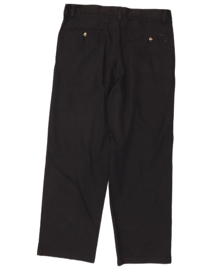 EDDIE BAUER Pantalón chino con pinzas para hombre W35 L30 Algodón negro