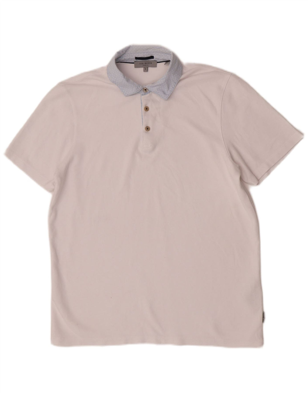 Ted Baker Polo para hombre talla 3 mediana viscosa blanca