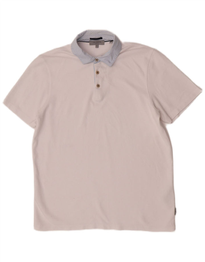 Ted Baker Polo para hombre talla 3 mediana viscosa blanca