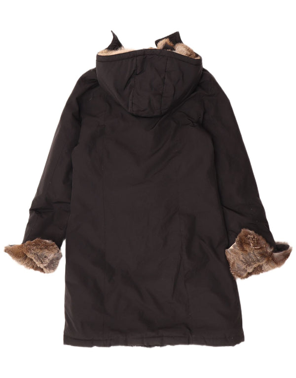 Woolrich Abrigo acolchado con capucha para mujer UK 10 Small Algodón negro