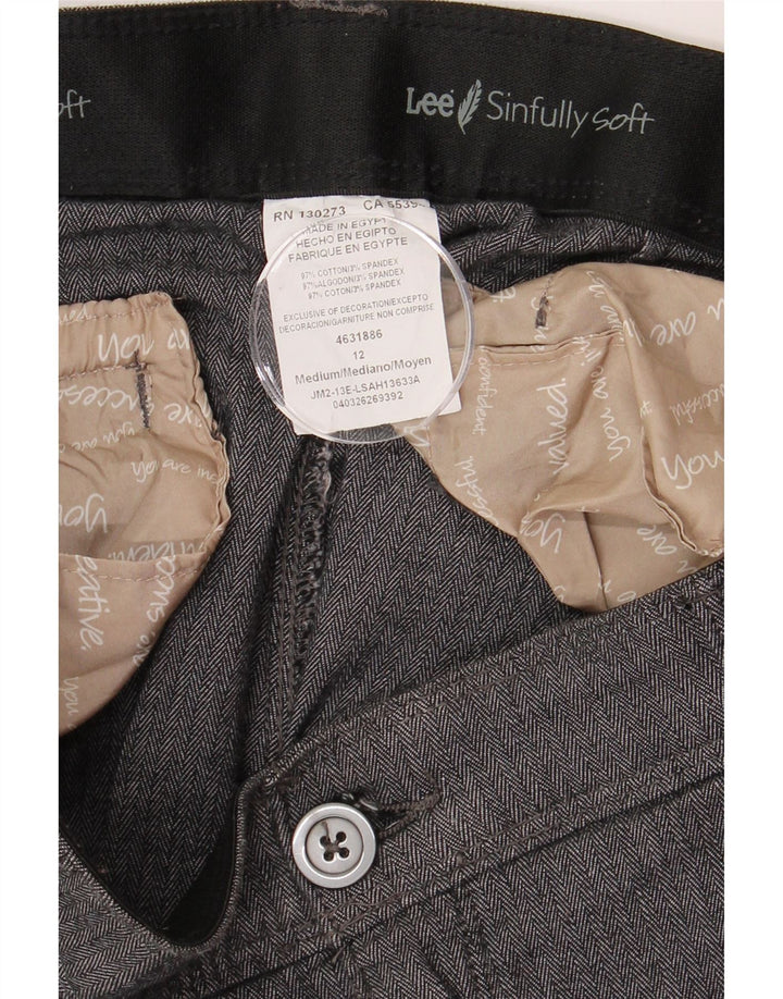 Lee Pantalones Chinos para Mujer US 12 Large W34 L30 Gris Espiga Algodón