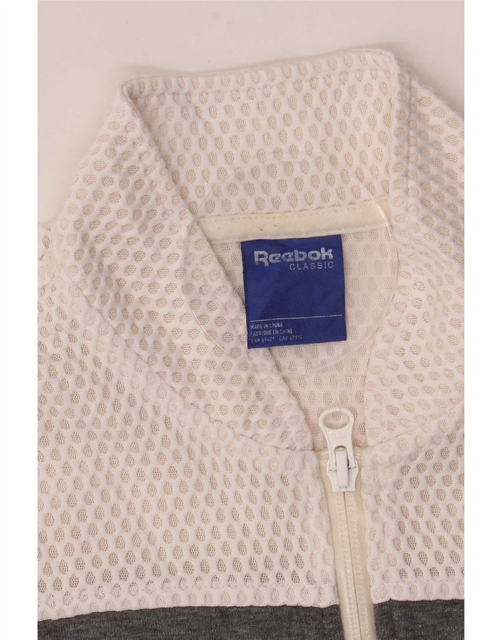 Reebok Chaqueta de chándal para mujer UK 4/6 XS Blanco Colorblock Poliéster
