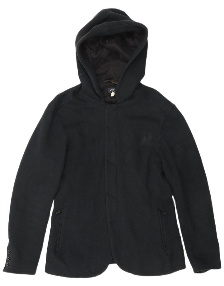 Armani Jeans Abrigo con capucha para mujer Reino Unido 14 Algodón negro mediano