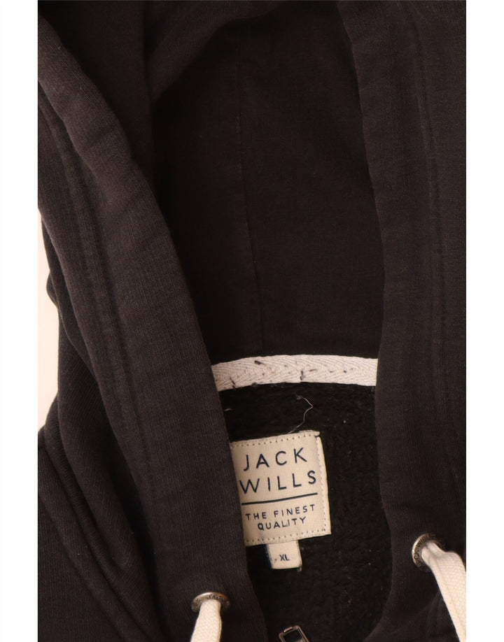 Jack Wills Sudadera con capucha y cremallera gráfica para hombre XL Algodón negro