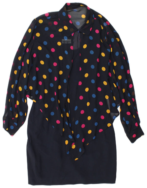 Arezia Vestido tubo con lazo delantero para mujer UK 10 Small Azul marino manchado