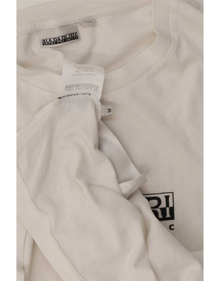 Napapijri Camiseta gráfica para hombre Top Medium White Cotton