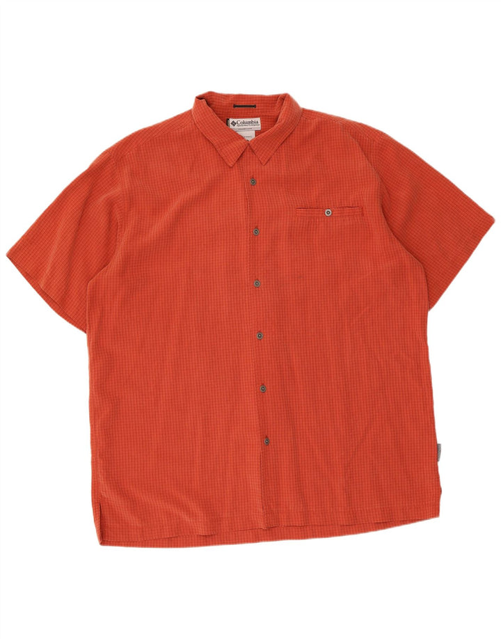 Columbia Camisa De Manga Corta Titanium Para Hombre XL Naranja Gingham Modal