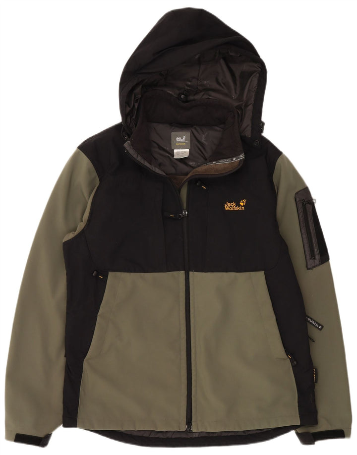 JACK WOLFSKIN Chaqueta cortavientos para hombre UK 36/38 Medium Khaki Colourblock
