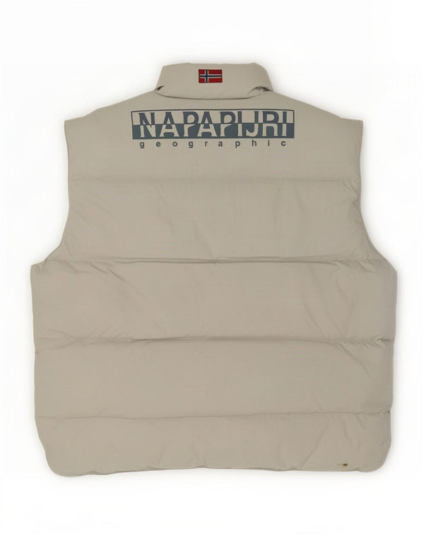 Napapijri Chaleco acolchado con gráfico geográfico para hombre UK 42 XL Poliamida beige