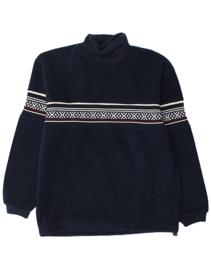 Jersey de forro polar para hombre Fire and Ice, poliéster Fair Isle azul marino mediano
