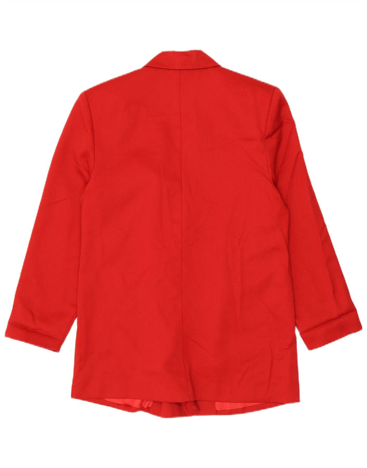 Vintage mujer longline doble pecho Blazer chaqueta Reino Unido 14 rojo medio
