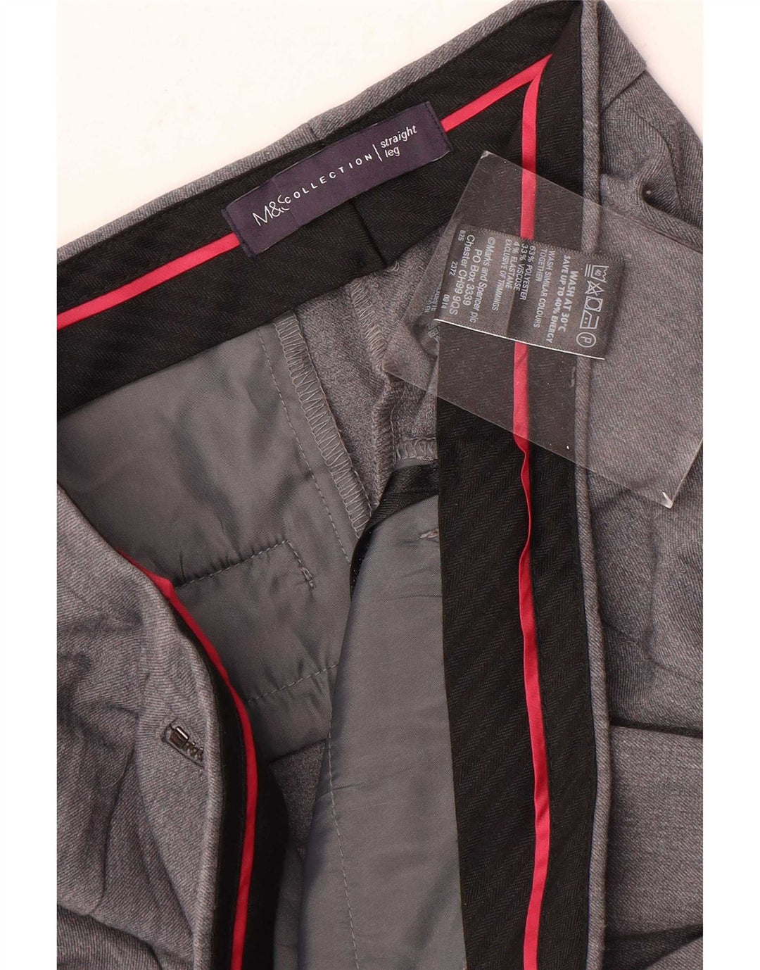 Marks & Spencer Pantalones de traje rectos para mujer UK 12 Medium W30 L28 Gris