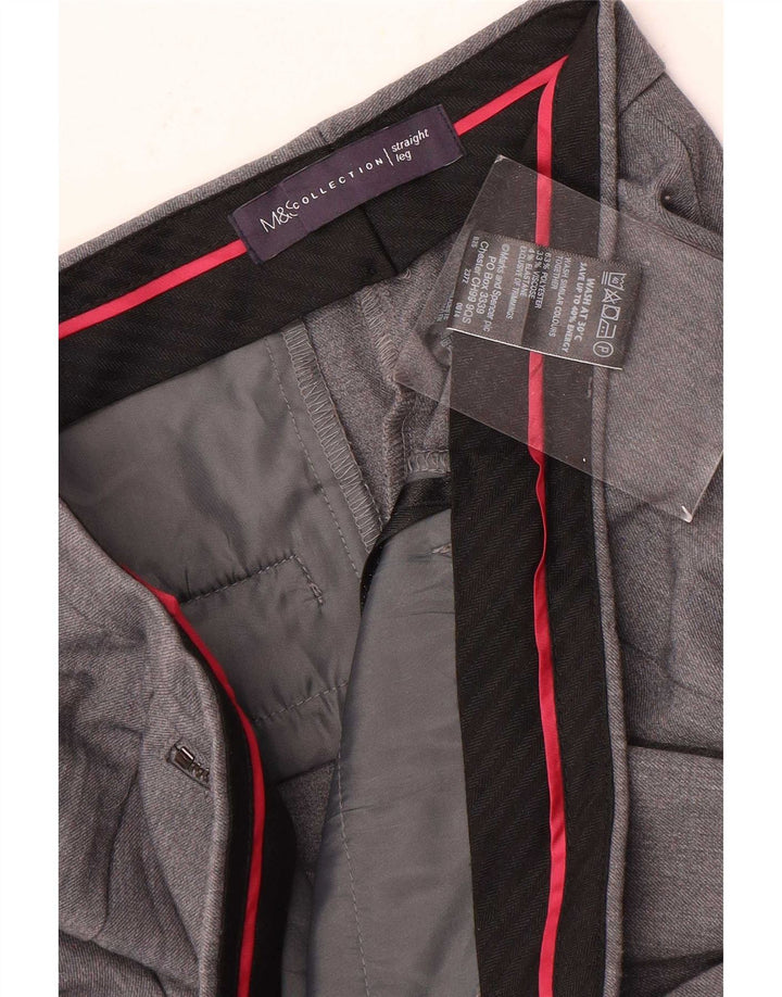 Marks & Spencer Pantalones de traje rectos para mujer UK 12 Medium W30 L28 Gris